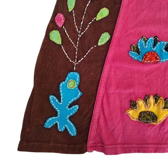 Y2K Colorful Embroidered Applique Festival Boho Nepal Cotton Mini Dress Medium - Picture 6 of 15
